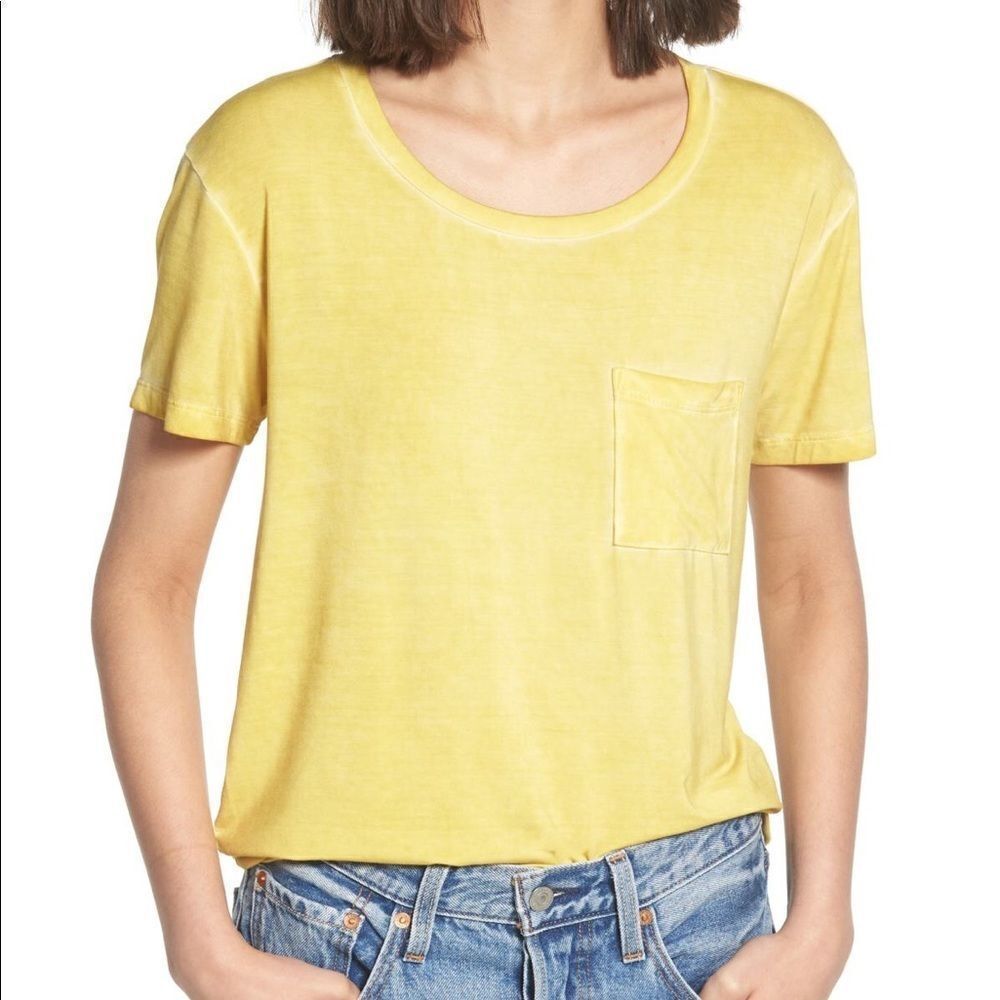 Good Luck Gem Yellow Washed Stretch Modal Tee SzSm